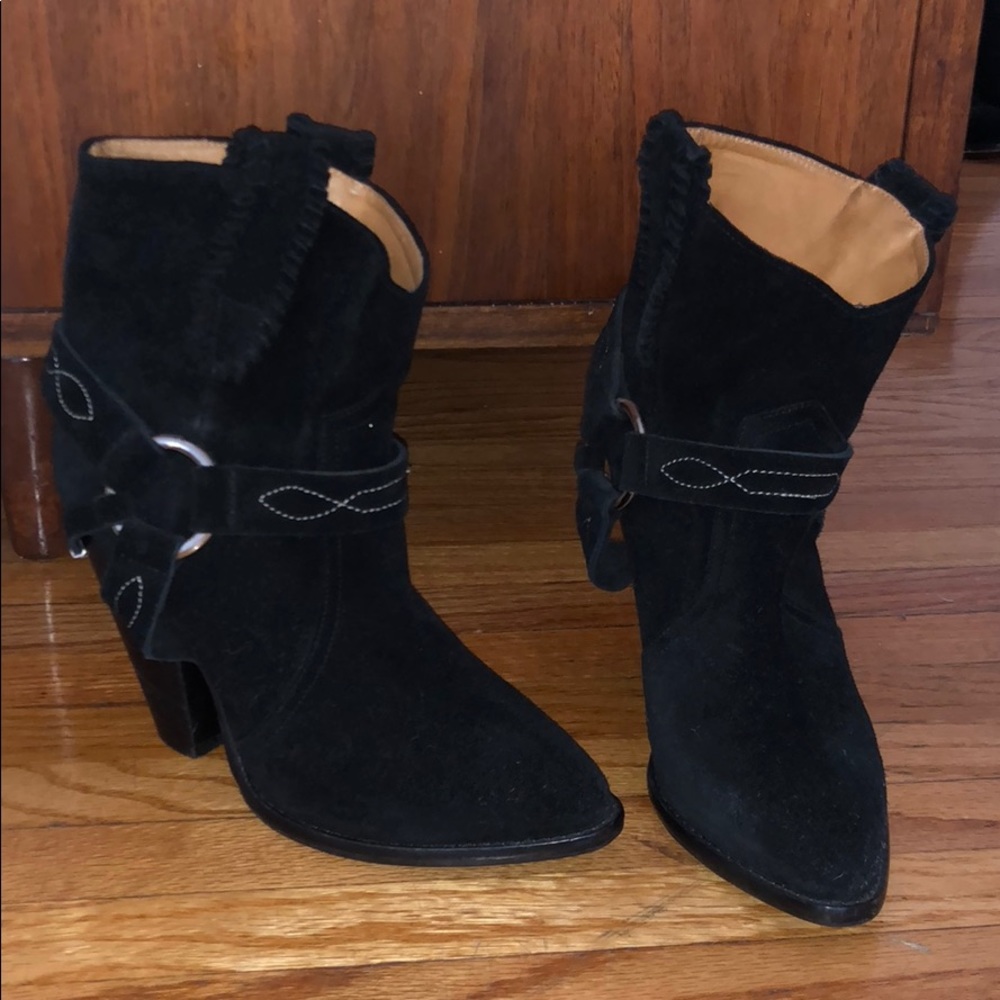 Isabel Marant black suede cowboy booties